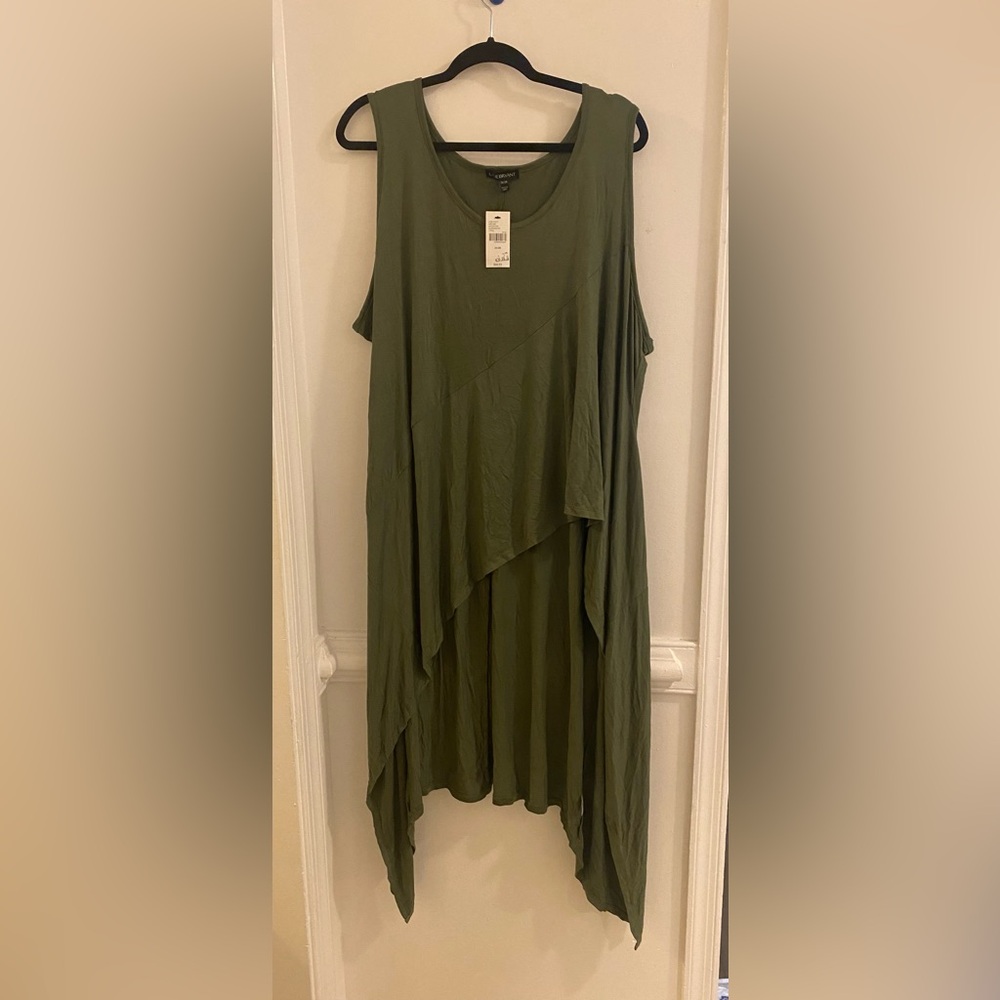 Lane Bryant Olive Green Layered Asymmetrical Tunic
